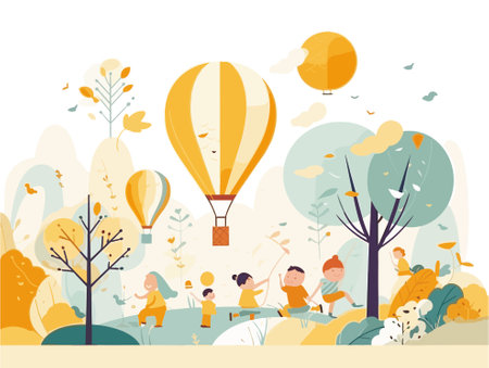Children are playing happily on Children's Dayのイラスト素材