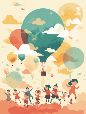 Children are playing happily on Children's Dayのイラスト素材