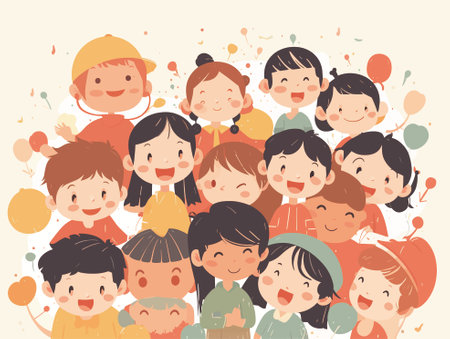 Children are playing happily on Children's Dayのイラスト素材