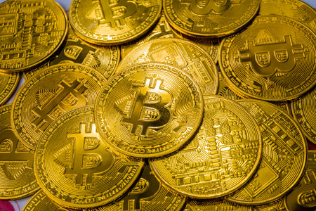 Gold Coins in the Economic and Financial Worldの写真素材