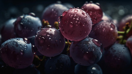 Fresh, delicious and delicious purple grapesの写真素材