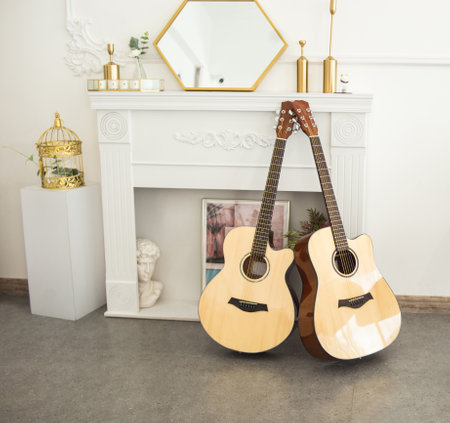 Guitar folk, wooden guitar, classical guitarの写真素材