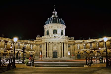 French Institute in paris at nightの写真素材