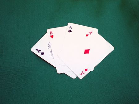 close up view of a poker of acesの写真素材