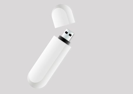 isolated pen drive on grey background