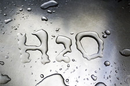 h2o written with water