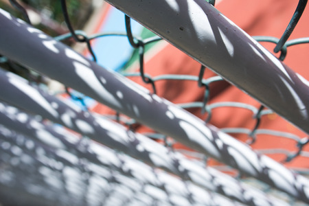 Netting and pole when sunsetの写真素材