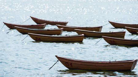 Empty boats on the seaのeditorial素材