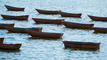 Empty boats on the seaのeditorial素材