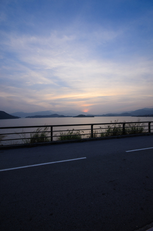 Hong Kong Plover Cove Reservoir: sunsetの写真素材