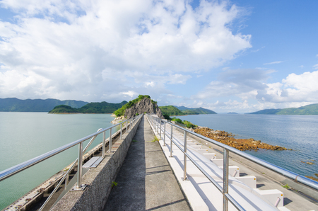 The Road and railing with nice weatherの写真素材
