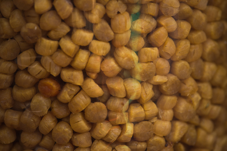 Dried scallop in dry sea food marketの写真素材