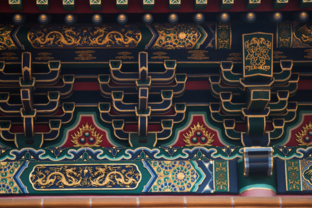 Ancient Temple architecture: Colorful eavesのeditorial素材