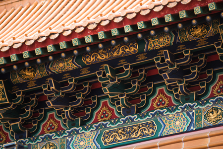 Ancient Temple architecture: Colorful eavesのeditorial素材