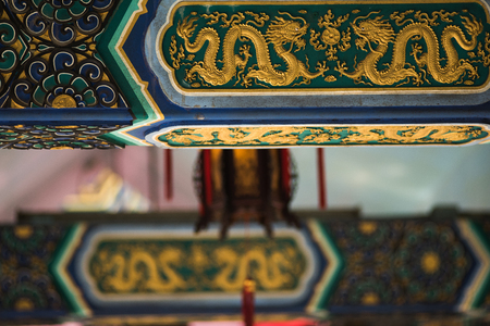 Ancient Temple architecture: Colorful eavesのeditorial素材