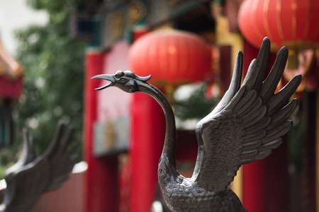 Bird Metal sculpture in Wong Tai Sin, Close up headの写真素材