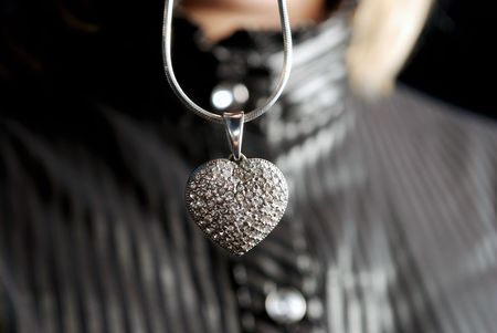 silver heart on chain