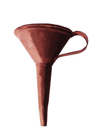 old rusty funnel isolated on whiteの写真素材