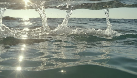 Splashes of water on the seashore as a background.の素材