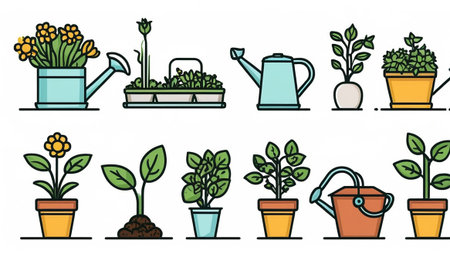 Gardening icons set. Flat illustration of 25 gardening icons for webの素材