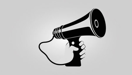 Megaphone icon on a gray background. Loudspeaker.の素材