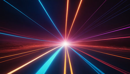 Futuristic abstract background with luminous lines. 3d renderingの素材