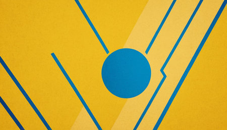 Abstract geometric background with blue and yellow stripes and copy space. Vector illustration.の素材