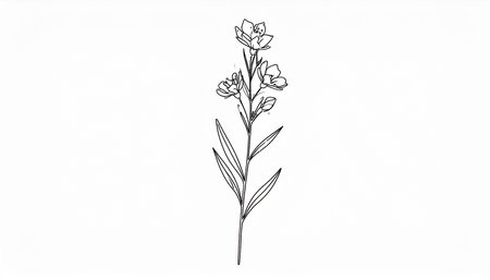 Illustration of wildflowers on a white background. Drawing by hand.の素材