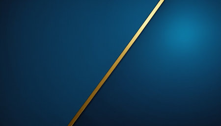 Blue abstract background with golden line. 3d render illustration design.の素材