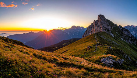 Sunset in the Dolomites. Sunrise in the italian alpsの素材