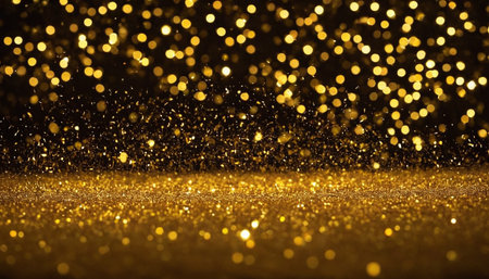 golden glitter vintage lights background. gold and black. de focusedの素材