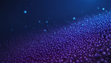 3d rendering of purple particles with depth of field and bokehの素材