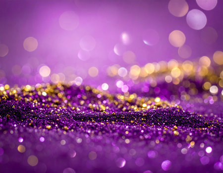 Purple glitter bokeh abstract background. Christmas and New Year conceptの素材