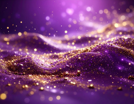 Purple glittering background with bokeh effect. 3d renderingの素材