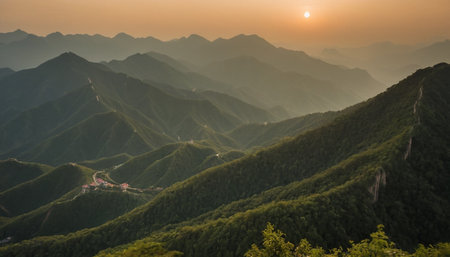 Mountain landscape at sunset in the summer, Taipei, Taiwanの素材
