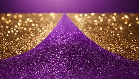 Purple and golden glitter background with copy space for text. 3D renderingの素材