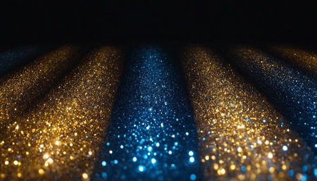 glitter vintage lights background. gold and blue. de-focusedの素材