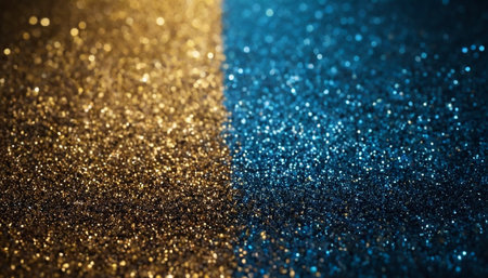 Gold and blue glitter vintage lights background. Glitter vintage lights background.の素材