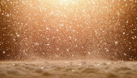 winter background with snowflakes and golden bokeh effect.の素材