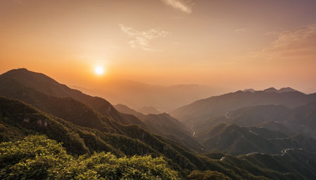 Mountain landscape at sunset, Taipei city,Taiwan.の素材