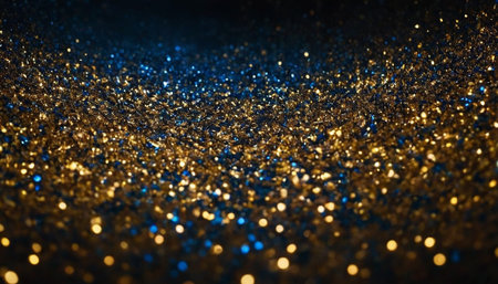 glitter vintage lights background. gold and blue. de-focusedの素材