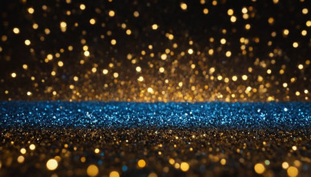 background of abstract glitter lights. gold and blue. de-focusedの素材