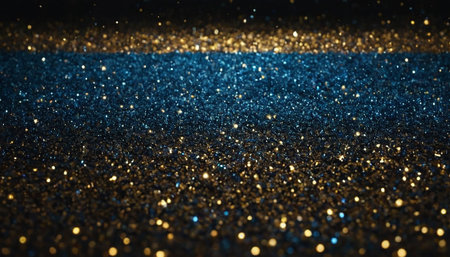 glitter vintage lights background. gold and blue. de-focusedの素材