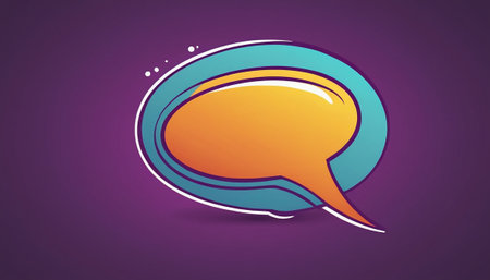 Illustration of a colorful speech bubble on a purple background, vectorの素材