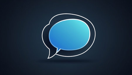 Speech bubble icon. 3d vector illustration. Blue background.の素材