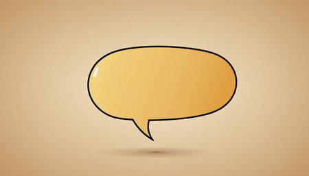 Illustration of an orange speech bubble on a beige background.の素材