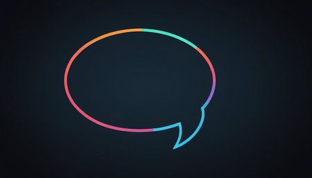 Colorful speech bubble icon on dark background, 3D rendering.の素材