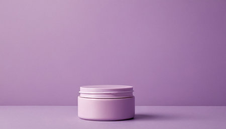 Cosmetic cream jar on a purple background. 3d rendering.の素材