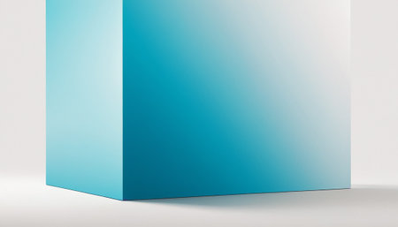 3d rendering of a blue cube on a white background with shadowの素材