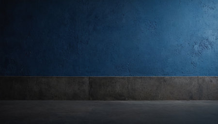 Blue concrete wall and concrete floor. 3d render illustration mock upの素材